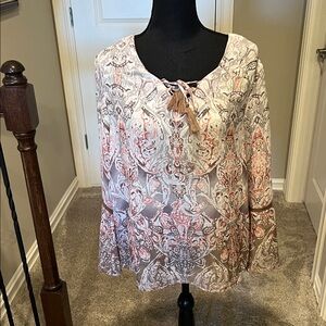 St. John's Bay Elegant Cream and Pink Blouse